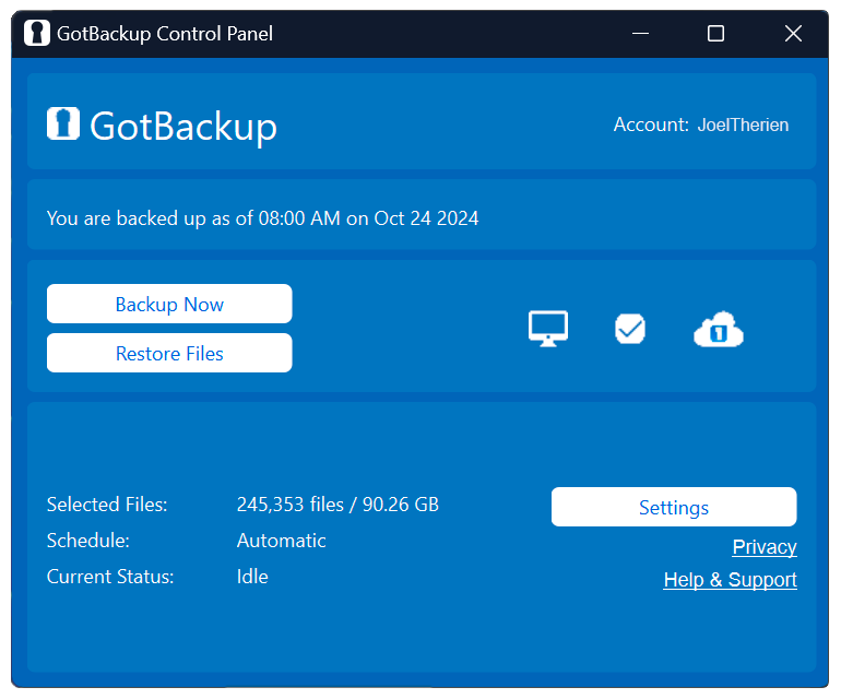 Gotbackup Control Panel