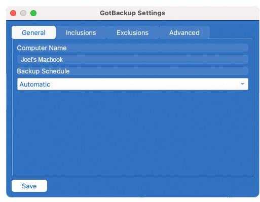 General Settings panel